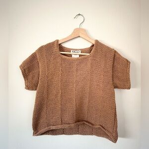 Vintage Neutral 100% Cotton Knit Short Sleeve Top
